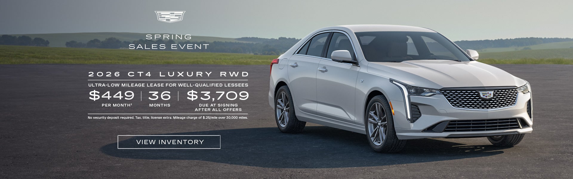 2026 CT4 LUXURY. Ultra low mileage lease for well-qualified lessees. $449 per month. 36 months.$3...